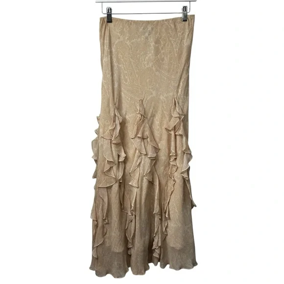 Lauren Ralph Lauren Silk Paisley Ruffled Maxi Skirt M - Picture 2 of 11